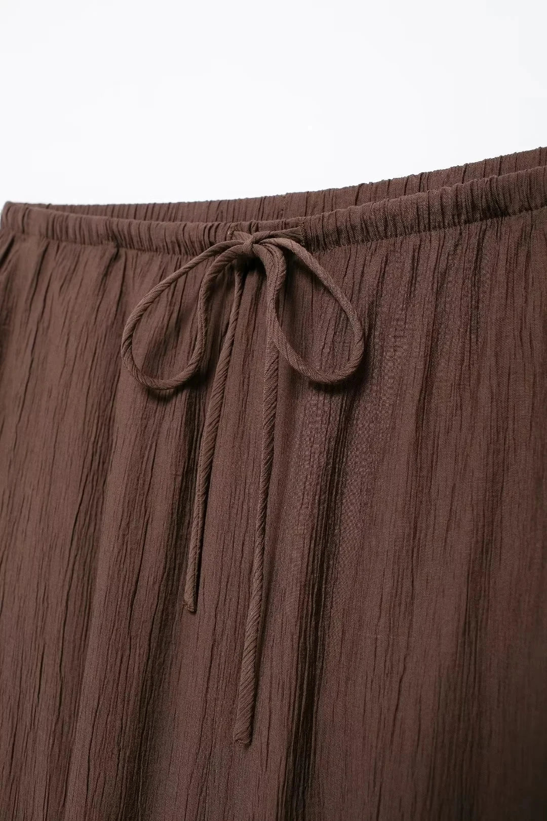 Summer Women's Elegant Solid Color Skirt Set Casual V-neck Bow Lace-Up Sleeveless Crop Vest Top with Loose Drawstring Midi Skirt