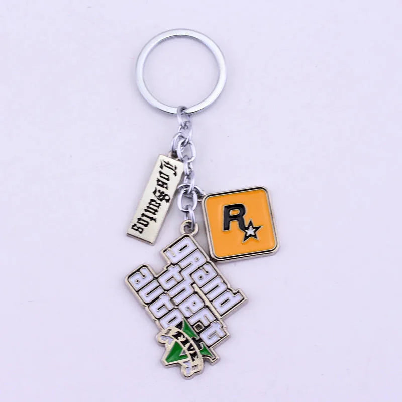 GTA V Keychain Grand Theft Auto 5 Star Pendant Keyring for Men Fashion Jewelry