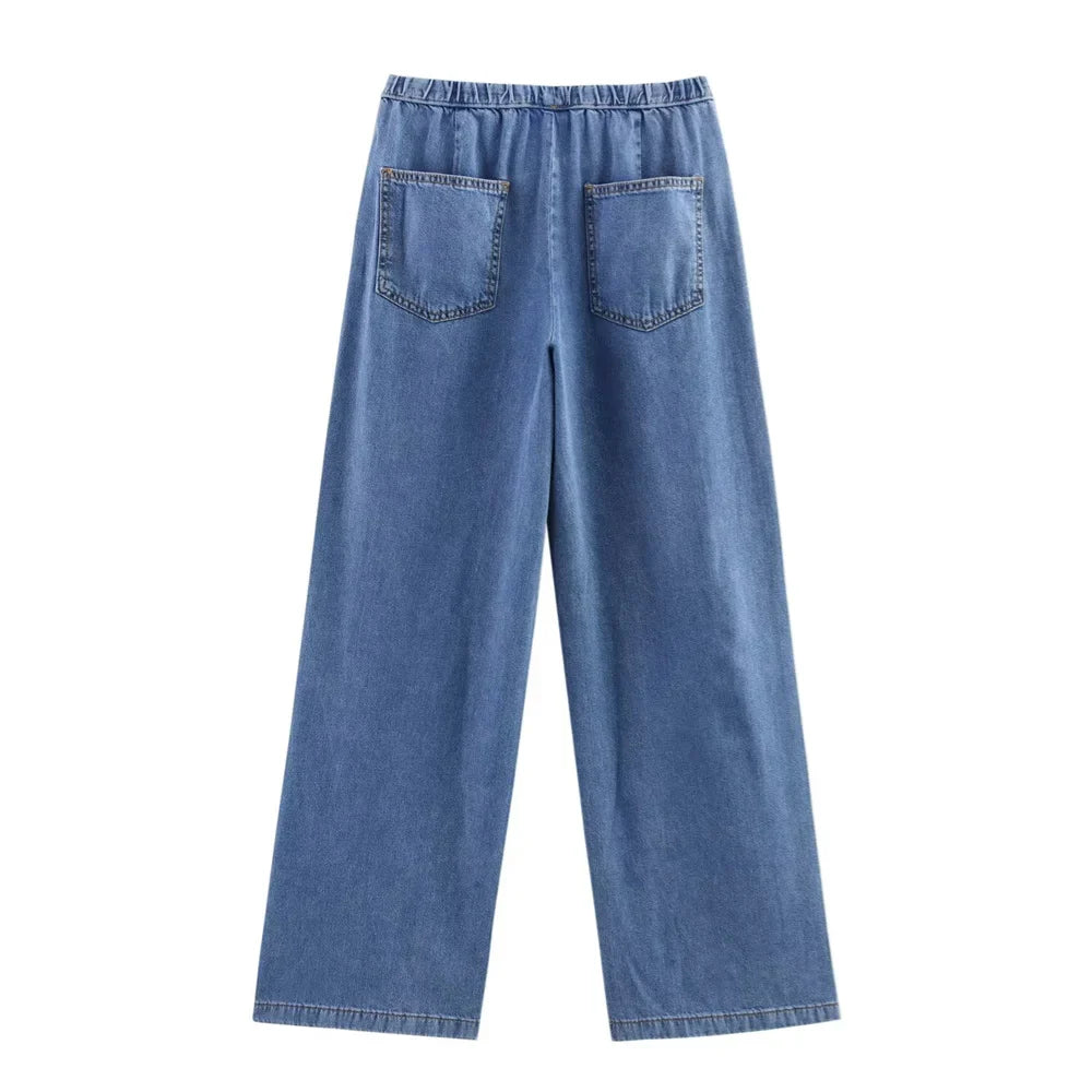 Women's Versatile Denim Long Sleeve Shirt and Pants Set for Casual Spring and Summer Wear