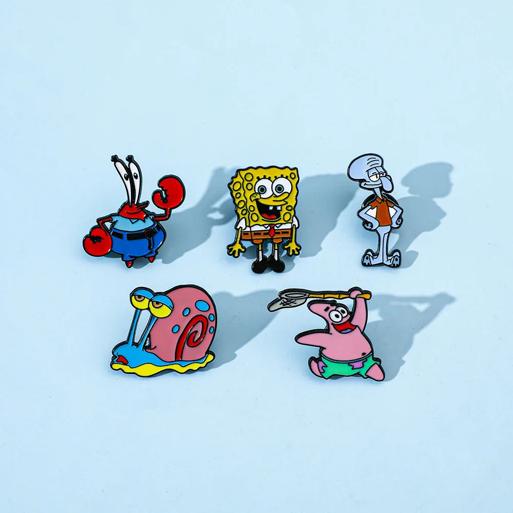 5 Pcs Cute Anime Enamel Pins Funny Gary the Snail Brooches for Clothing and Backpack Accessories Gift