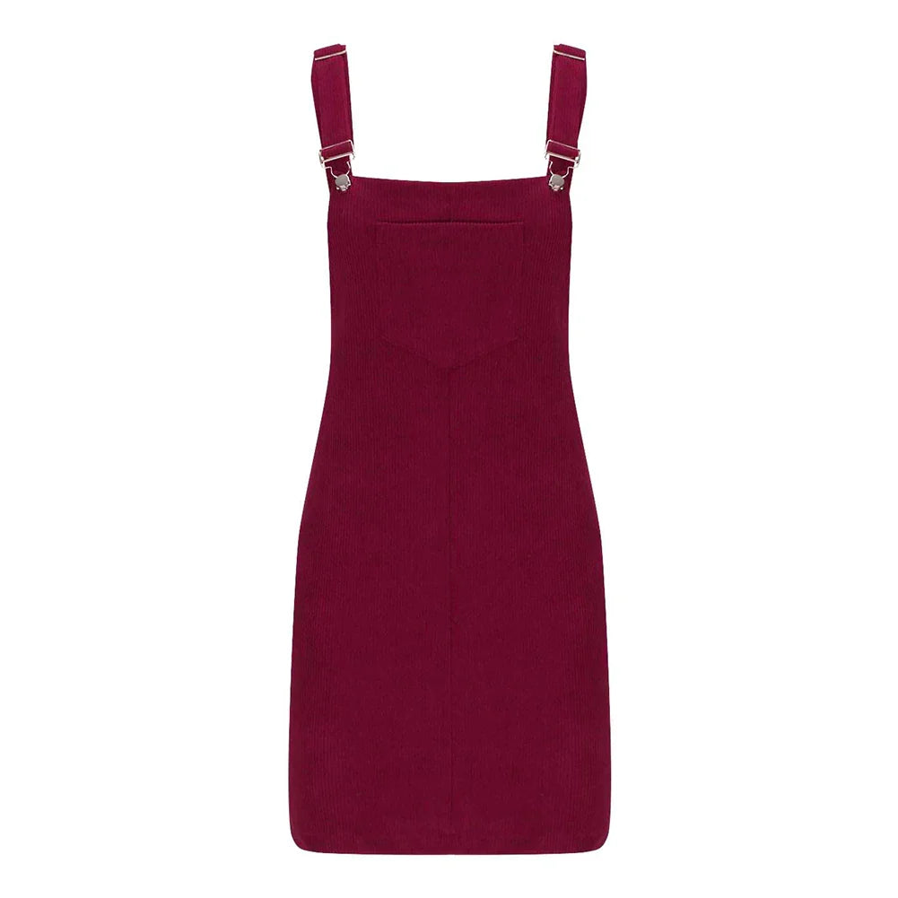 Corduroy Pinafore Dress Women Sleeveless Aline With Pockets
