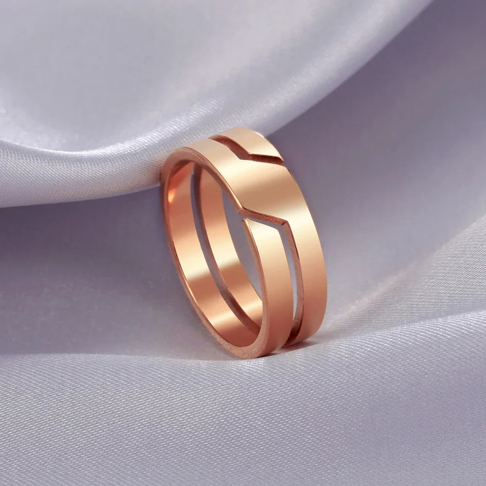 Simple Stainless Steel Couple Ring for Men Women Casual Engagement Jewelry Gift