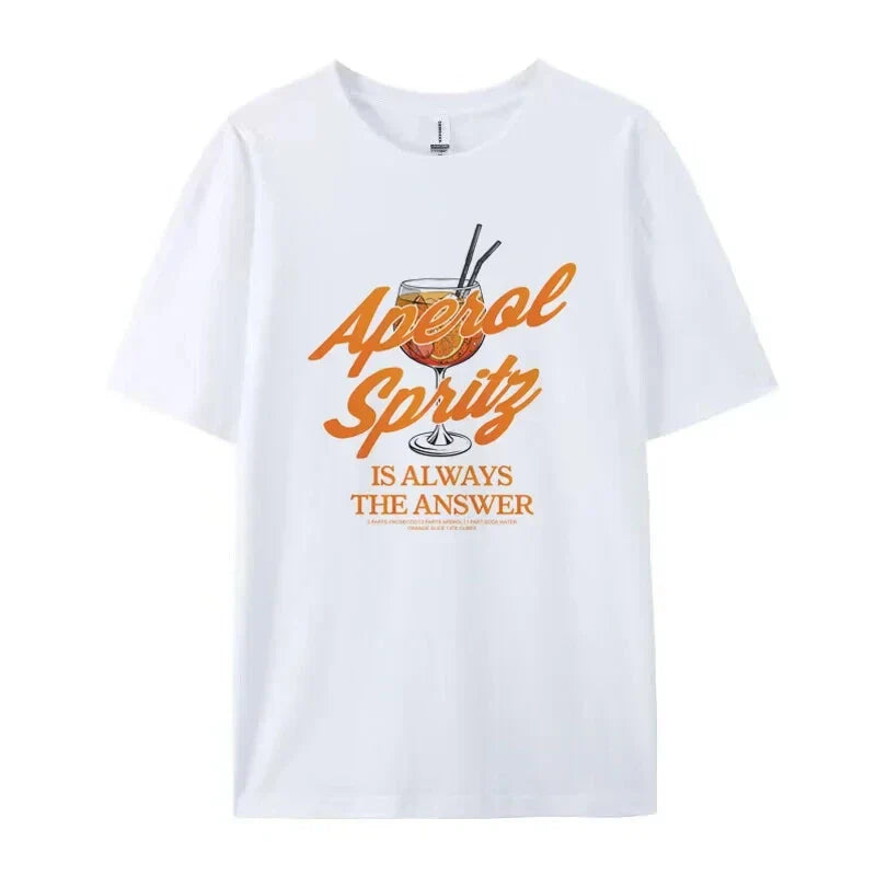 Aperol Spritz Vintage Cocktail Party Graphic T-Shirt for Women with Fun Quotes and Loose Cotton Fit