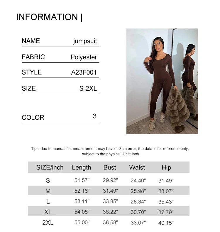 Women's Casual Solid Color Round Neck Long Sleeve Yoga Jumpsuit with Comfortable Fit