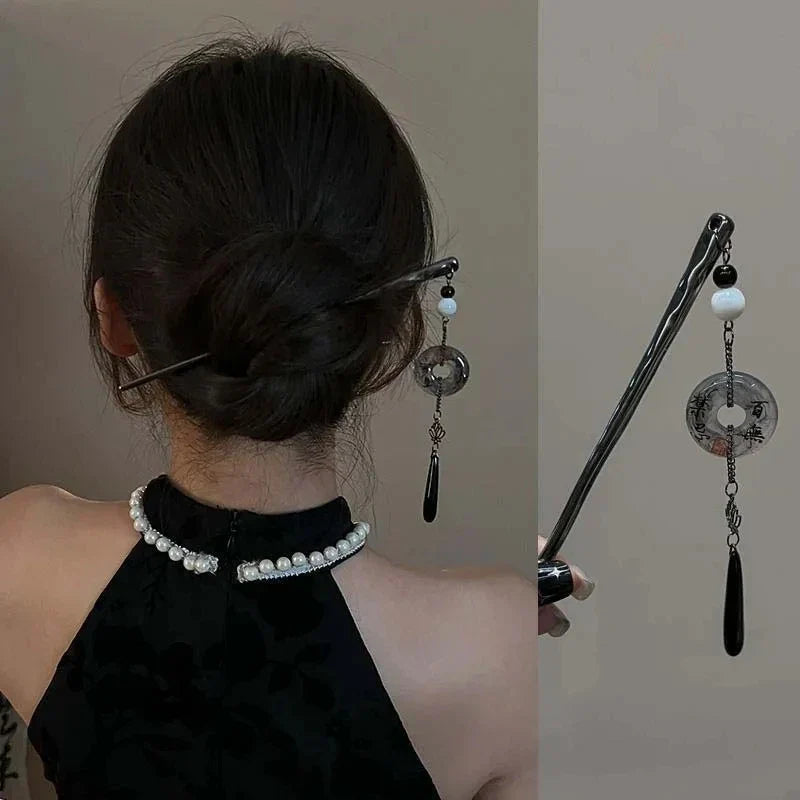 Chinese Style Vintage Butterfly Flower Hair Stick with Tassels for Women Hair Accessories