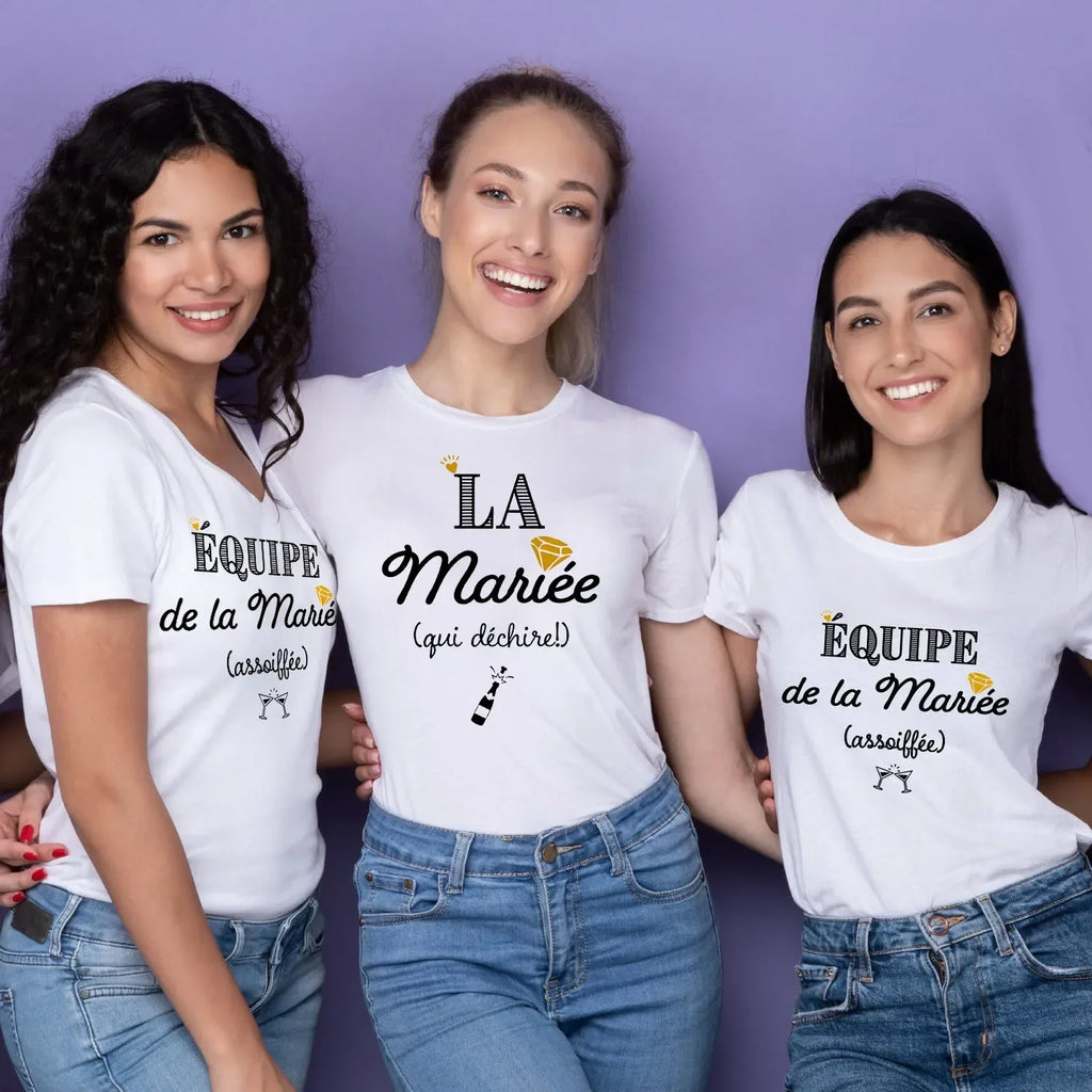 French Printed Team Bride T-Shirt for Bachelorette Party Outfit Short Sleeve Tops