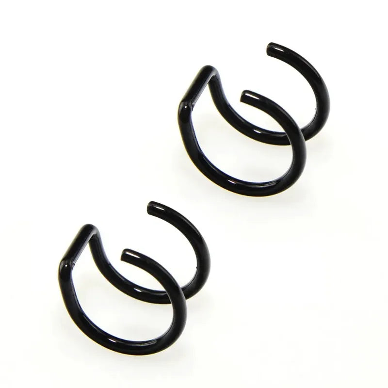 2Pcs Stainless Steel Clip On Ear Cuffs Fake Lip Ring Non Piercing Labret Rings for Men and Women