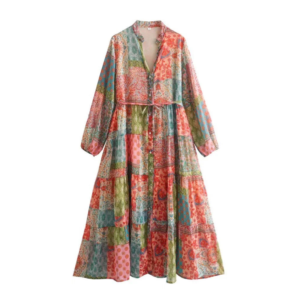 Casual Sleeveless Dress With Button Decoration Round Neck