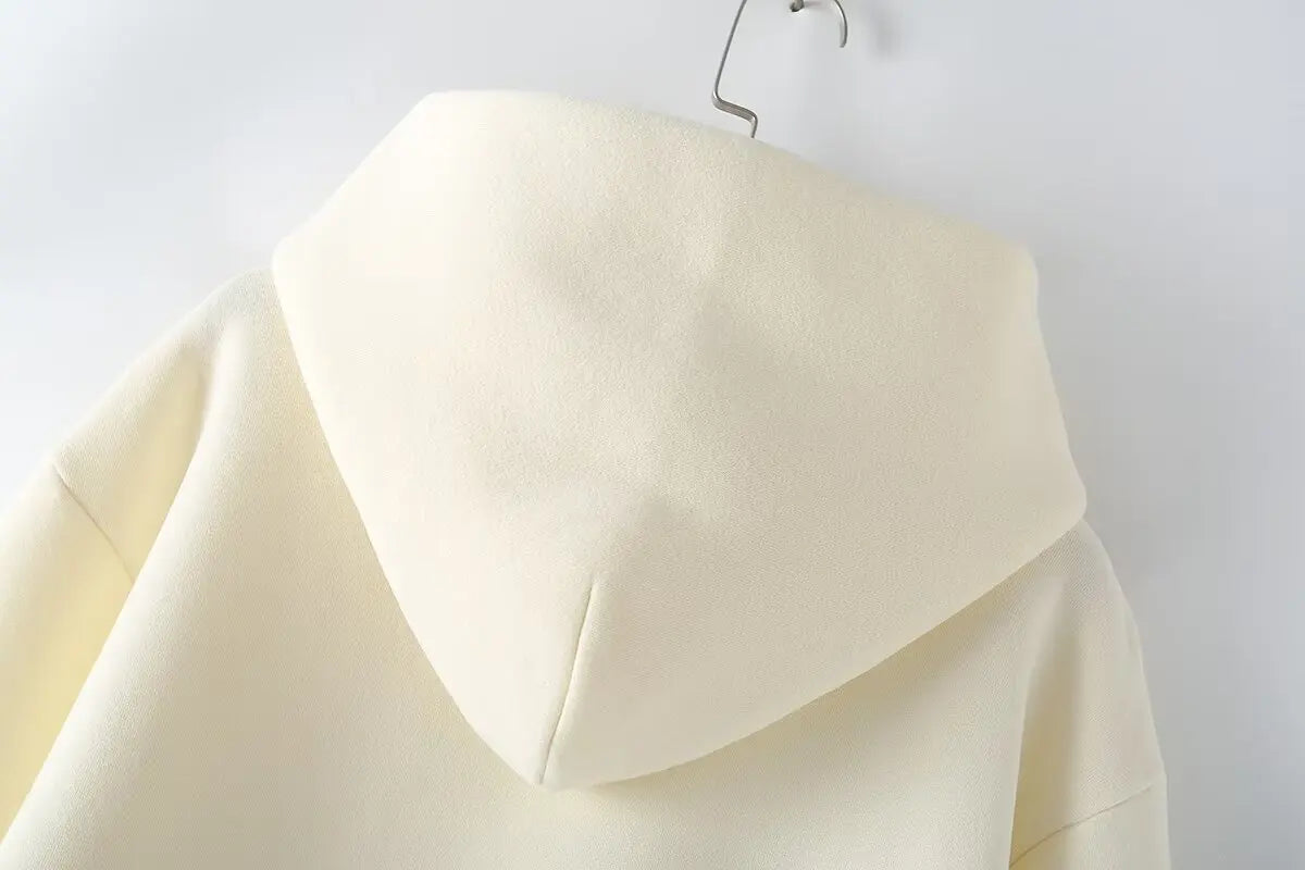 Chic Solid Hoodie and Wide Leg Trouser Set for Women with Elastic Waist and Lace-Up Detail Perfect for Casual and Commute Wear