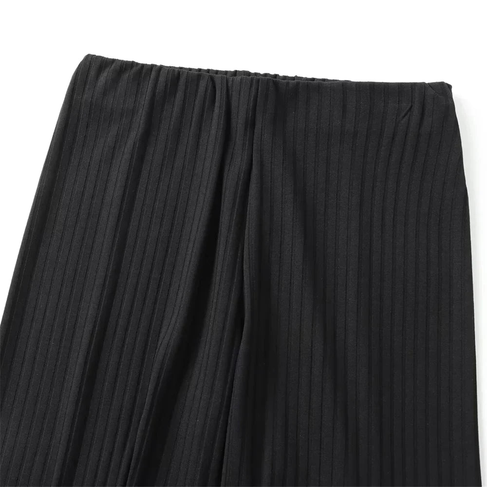 Women's Asymmetric Collar Sleeveless Slim Fit Top and Wide Leg Pants Set for Elegant Casual Style