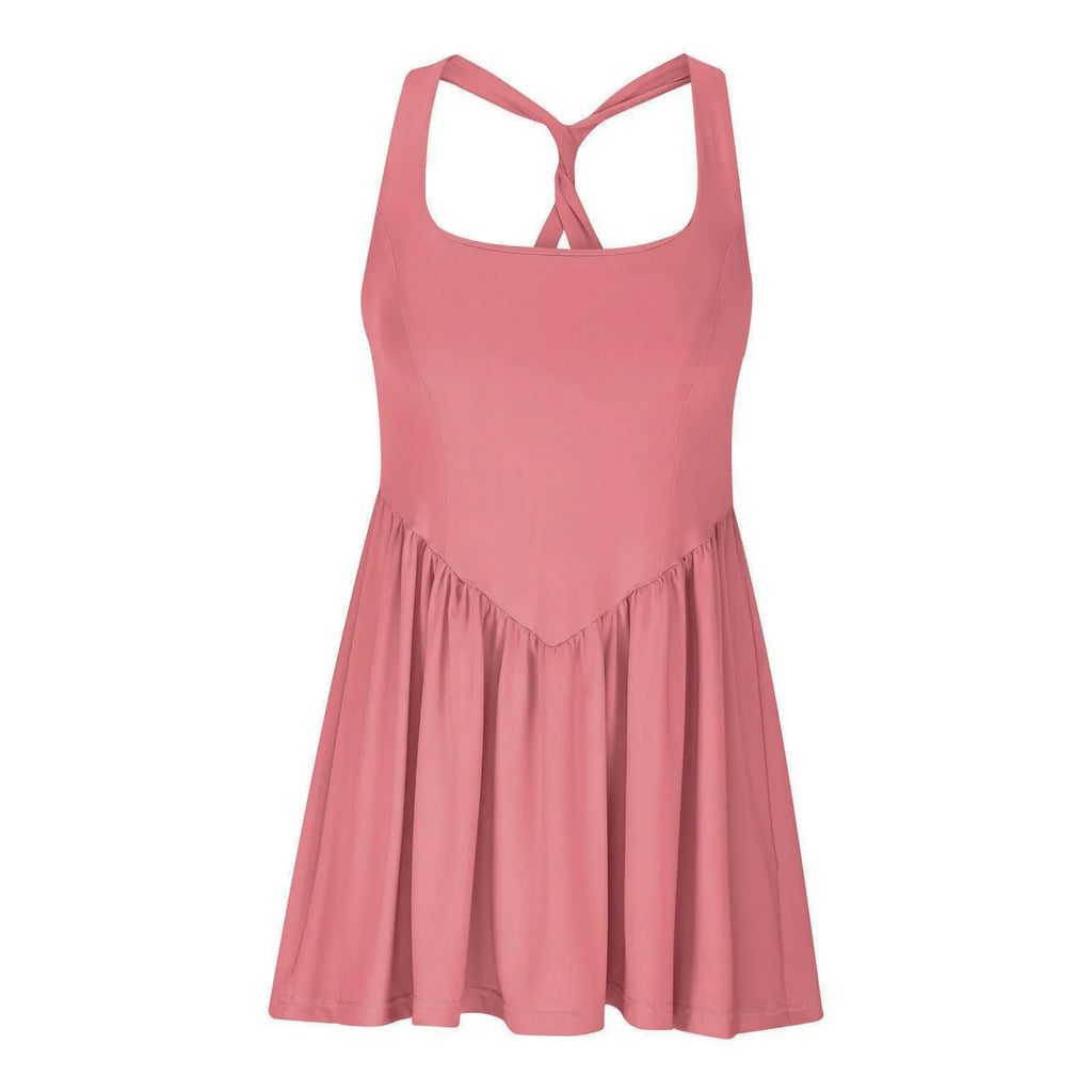 Womens Sleeveless Workout Romper With Built In Shorts