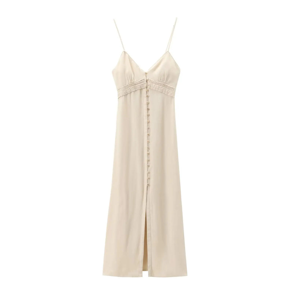 Linen Blended Suspender Dress For Women Summer French