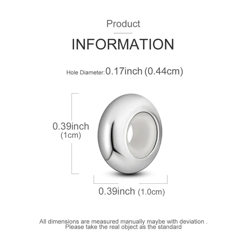 925 Sterling Silver Spacer Stopper Beads Charms for DIY Jewelry and Bracelets