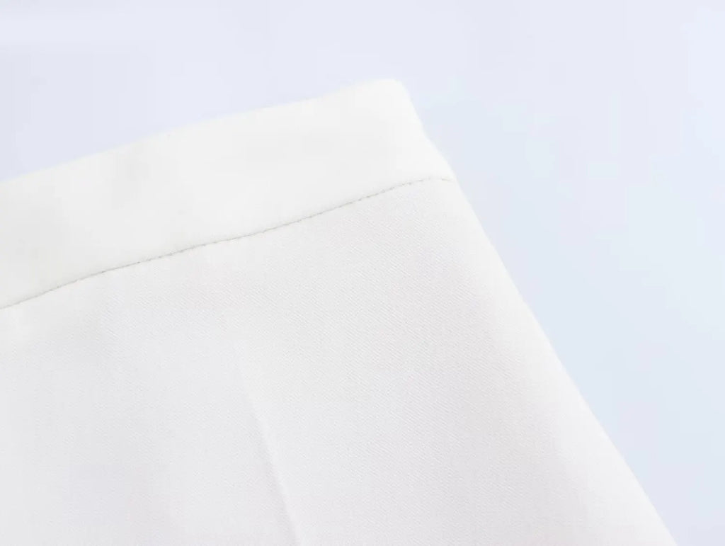 Women Chic Cropped Vest Pants Suit with Lapel and Single Button High-Waist Zip Straight-Leg Trousers Set