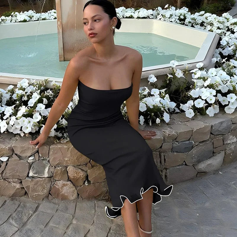 Sexy Tube Top Sleeveless Long Dress For Women Eveningwear