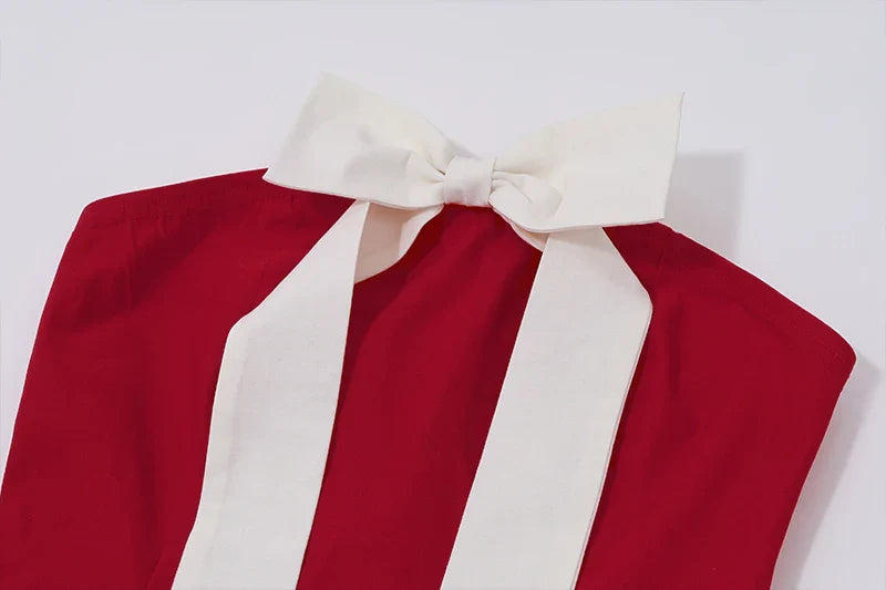 Y2K Bow Applique Mesh Pleated Mini Dress Strapless Backless