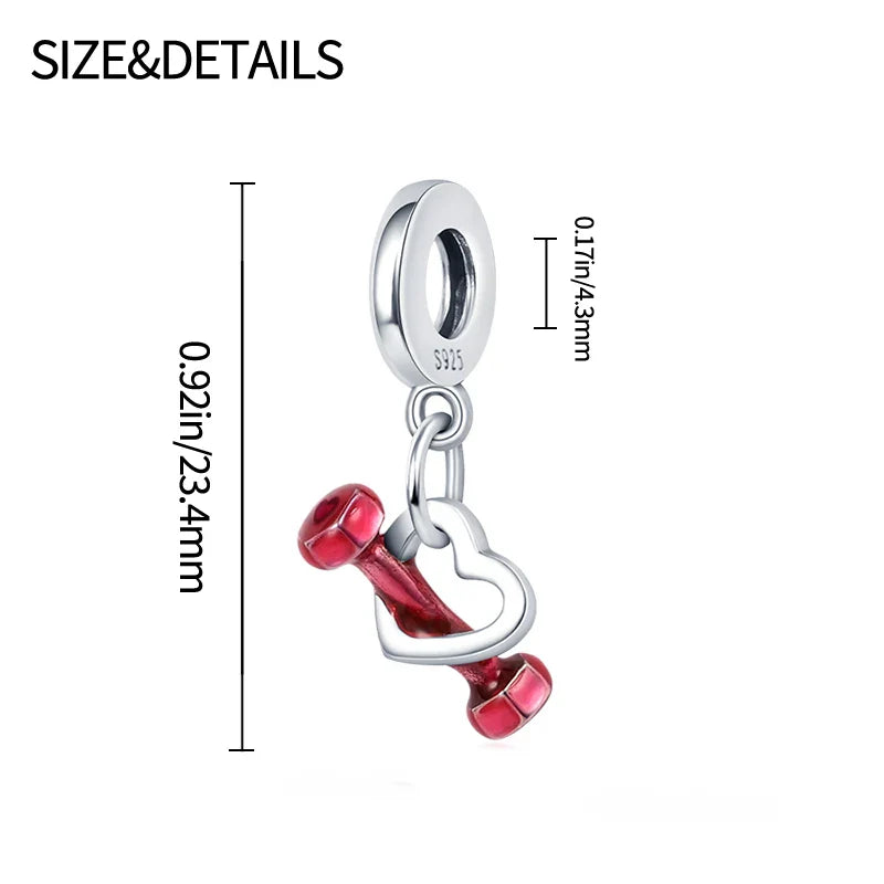 925 Silver Red Charms Beads for DIY Jewelry Bracelets Featuring Strawberry Ladybird and Lipstick Design