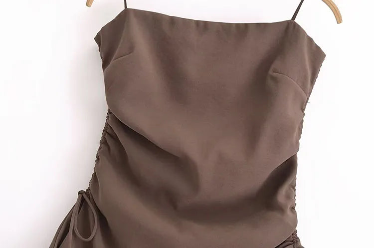 Flowing Two Piece Outfit for Women with Strapless Top and Drawstring Trousers