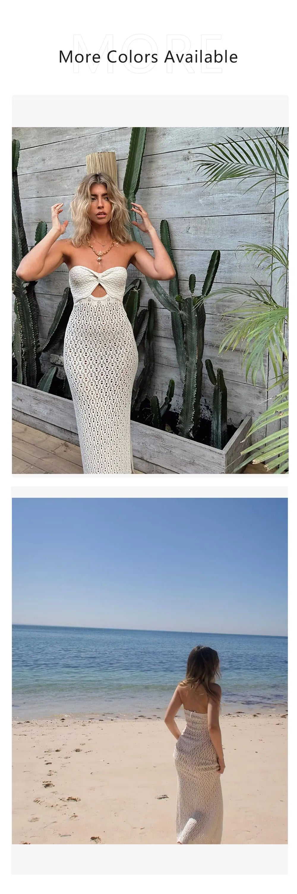 Elegant Women's Open Jacquard Mesh Knitted Summer Dress