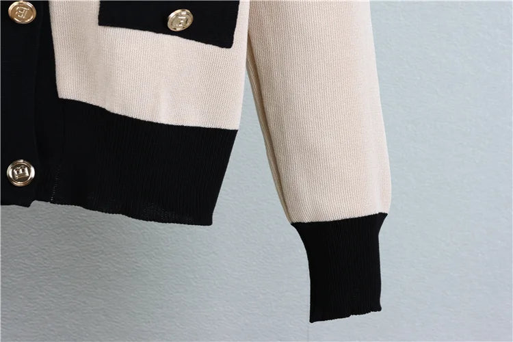 Women's Knitting V-Neck Cardigan and Wide Leg Pants 2-Piece Sweater Suit for Autumn and Winter Fashion