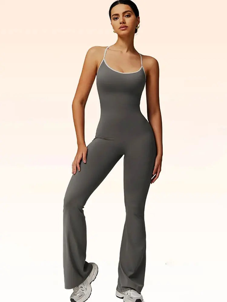 Summer Women's Slim Fit Casual Jumpsuit Sexy Solid Color Backless Sling Elegant Streetwear Fashion Romper