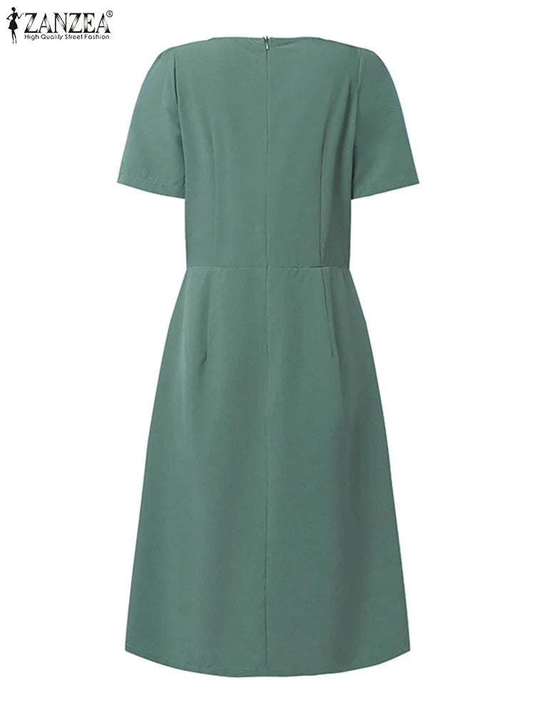 Elegant Short Sleeve A Line Knee Length Summer Dress