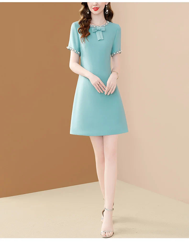 Embroidered Flare Dress For Women Office A Line Style