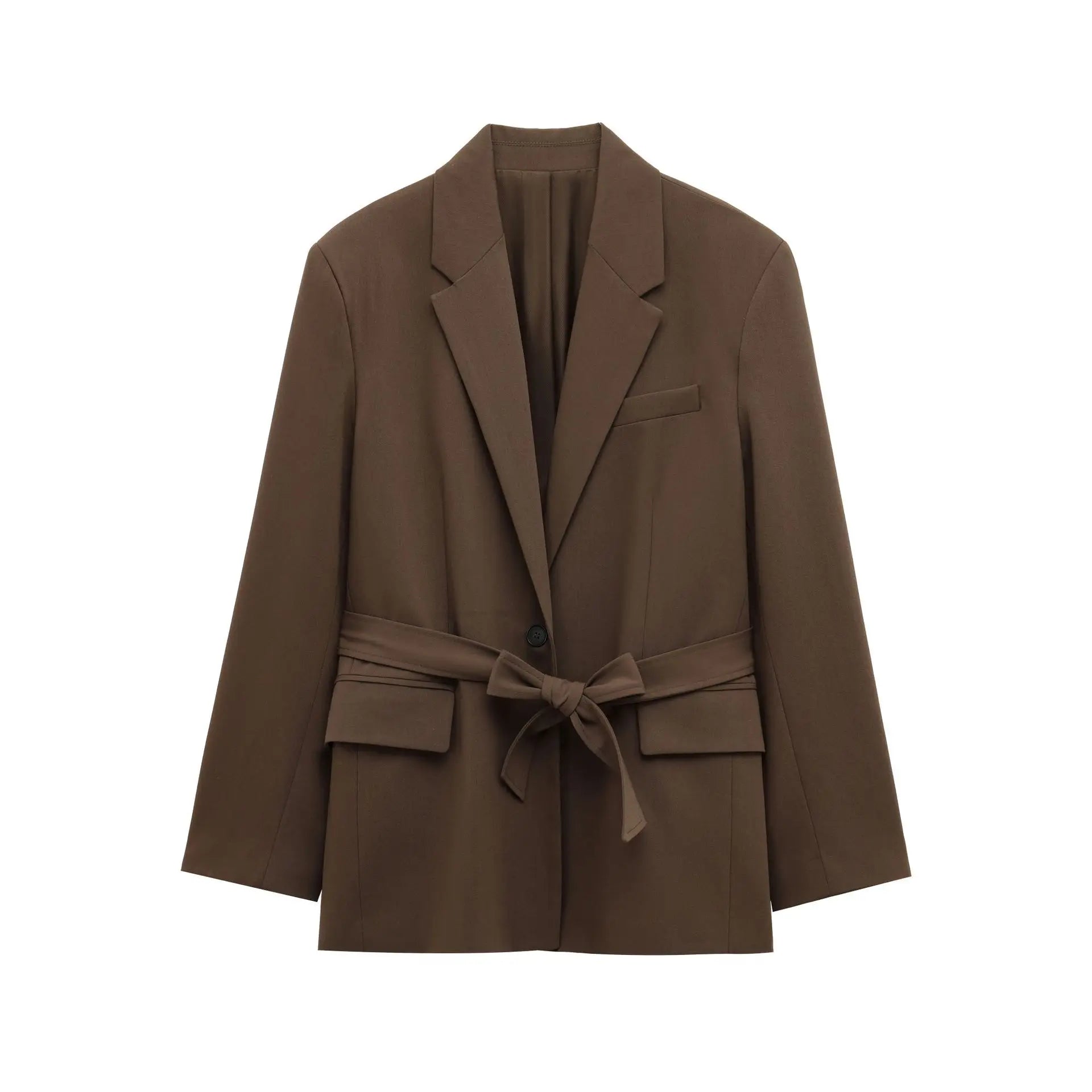 Women's Lace-up Suit Jacket and High Waist Trousers Set for Spring and Summer Casual Chic Look