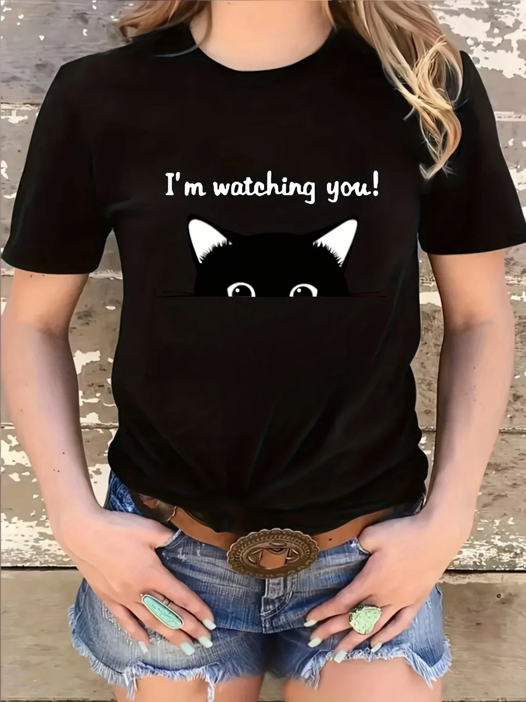 Cat Graphic Print Short Sleeve Workout T-Shirt for Women Activewear