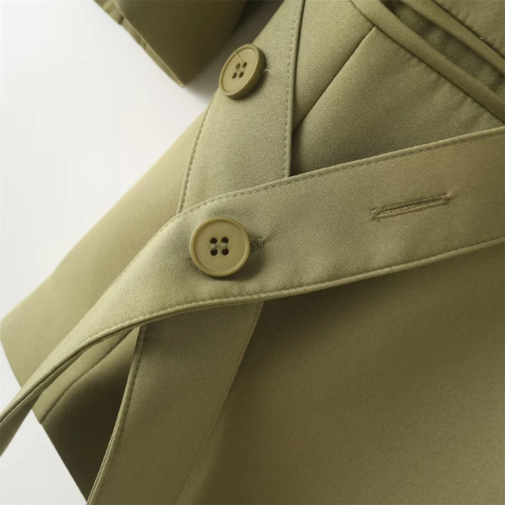 Women's Green Workwear Suit Set With Coat And Pants