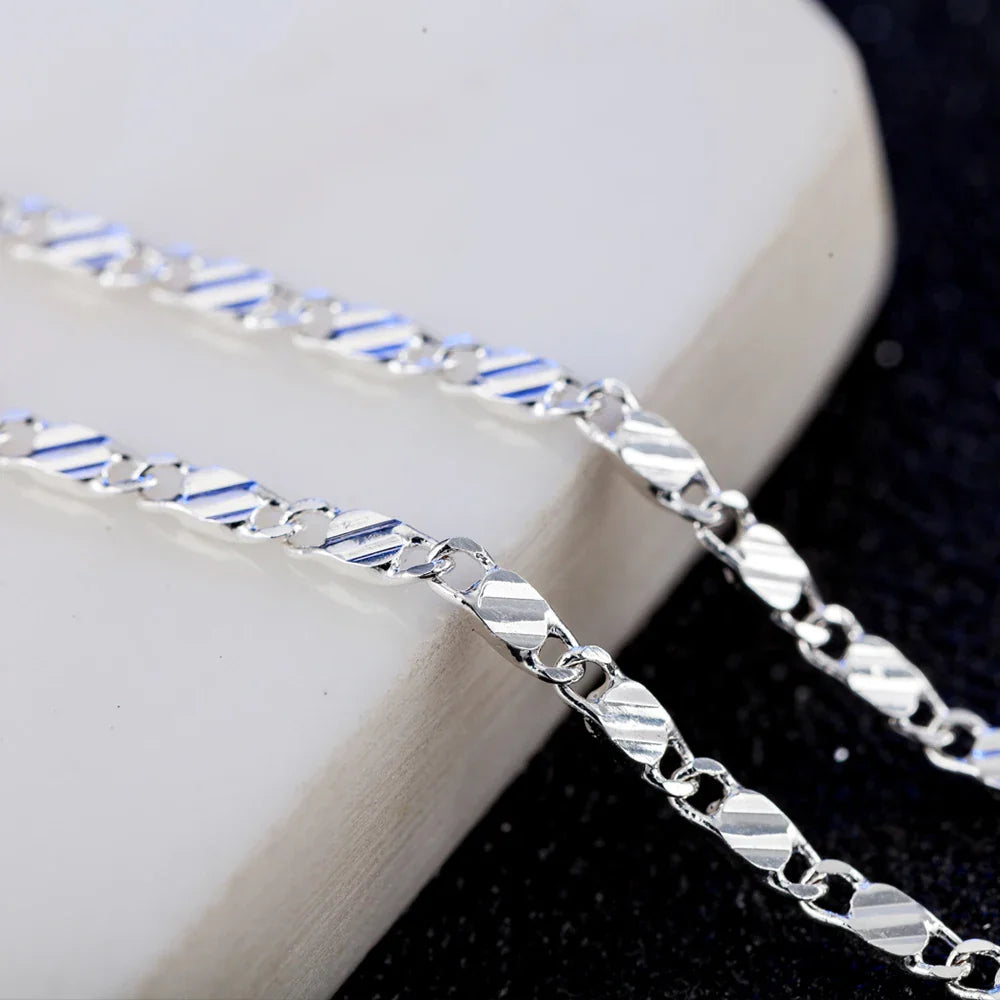 Luxury 2MM Silver Clavicle Chain Necklace for Men and Women Wedding Jewelry Christmas Gifts 16-30 Inches