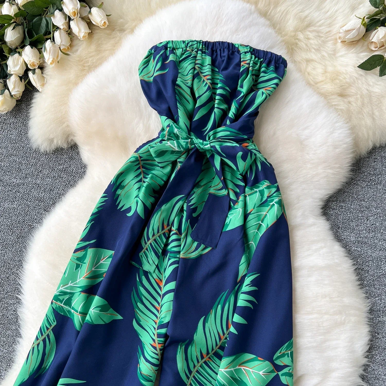 Women's Elegant Suspender Jumpsuit Sexy Printed Casual Hip Waist Overalls Romper