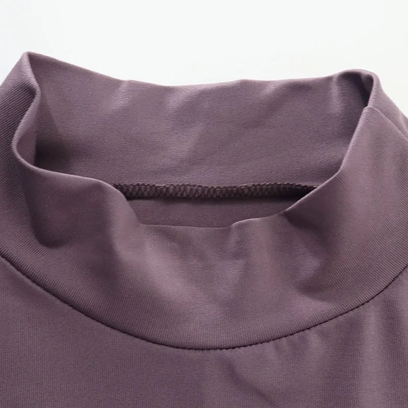 Autumn Winter Women's Casual Two Piece Set with High Collar Long Sleeve Top and Slim Fit Trousers