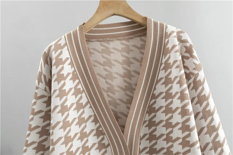 Winter Casual Knitted Cardigan and Wide Leg Pant Set for Women - Long Sleeve Sweater Tracksuit