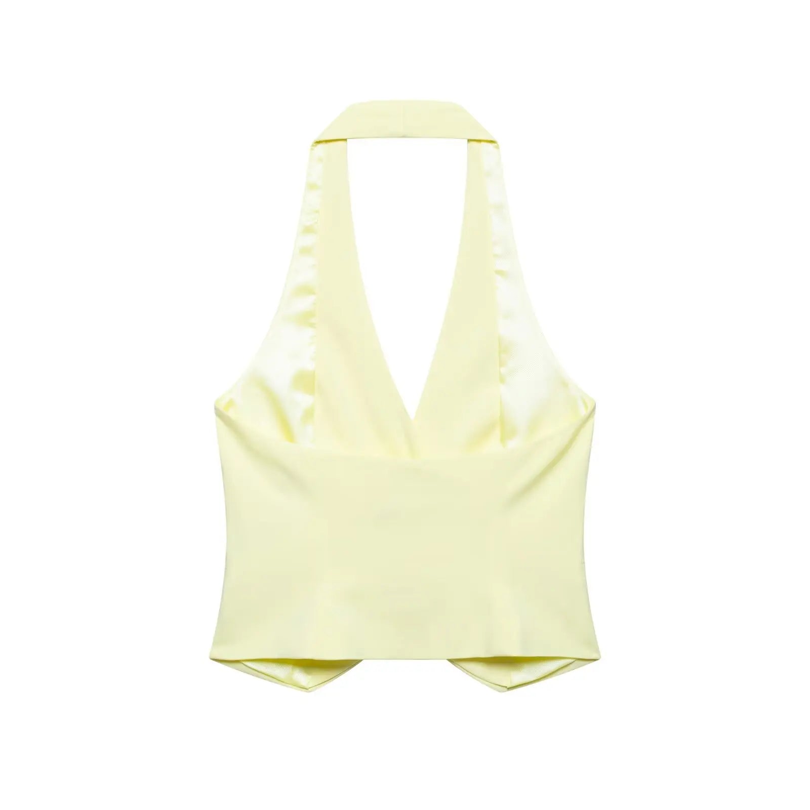 Summer Women's Halter Neck Pant Suit Set with Crop Top and High Waist Wide Leg Pants