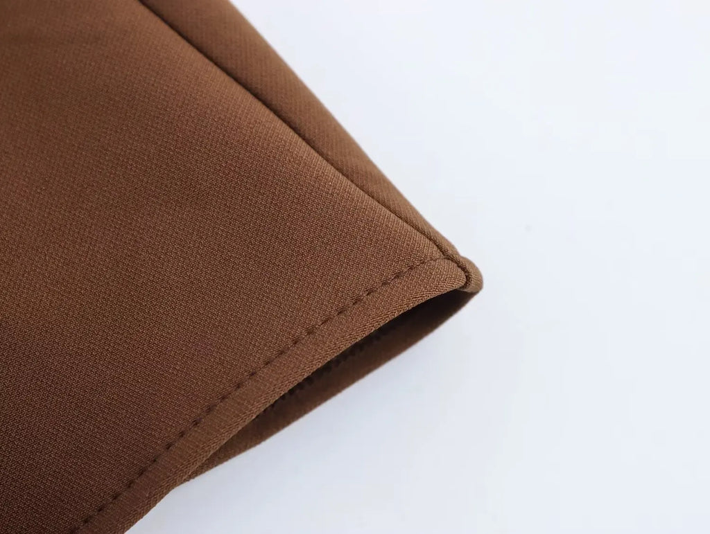 Women's Brown Striped Pleated Mini Dress Sleeveless Beach