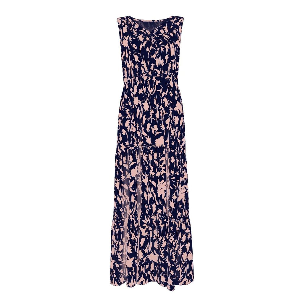 Floral Summer Dress With V Neck Suspender Flowing Fit