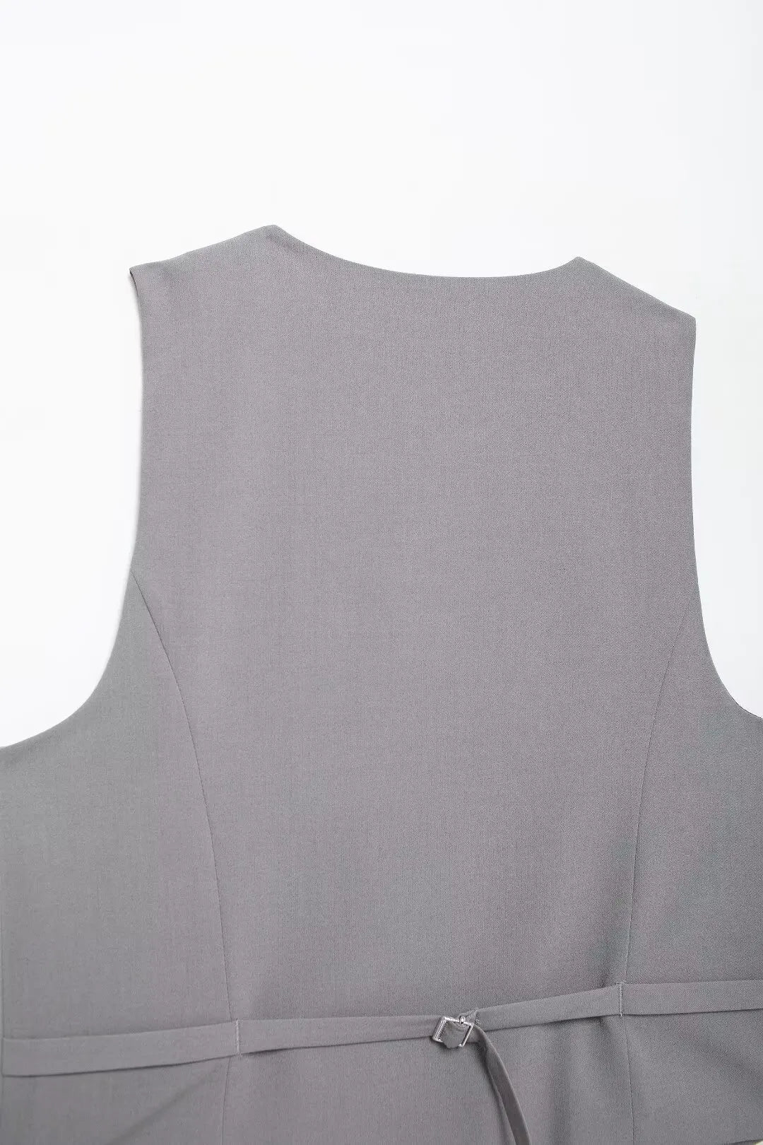 Solid Sleeveless V-Neck Vest and High Waist Zipper Loose Pants Set for Office and Casual Wear