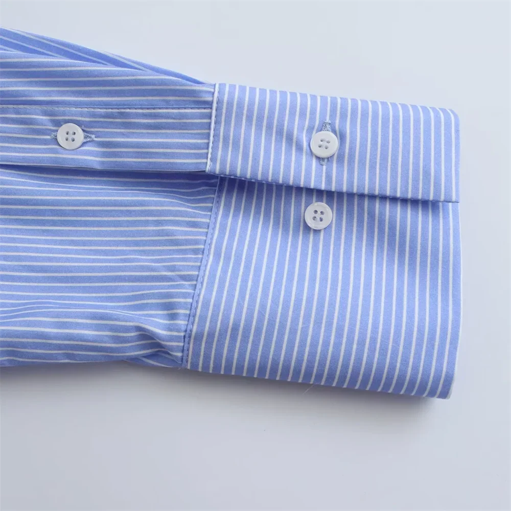 Women's Casual Long Sleeve Collared Shirt Loose Fit Animal Print and Striped Pattern Top