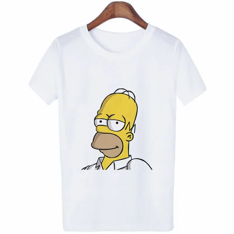 Kawaii The Simpsons T-Shirt for Girls Casual Summer Wear O-Neck Short Sleeve Aesthetic Street Style Shirt