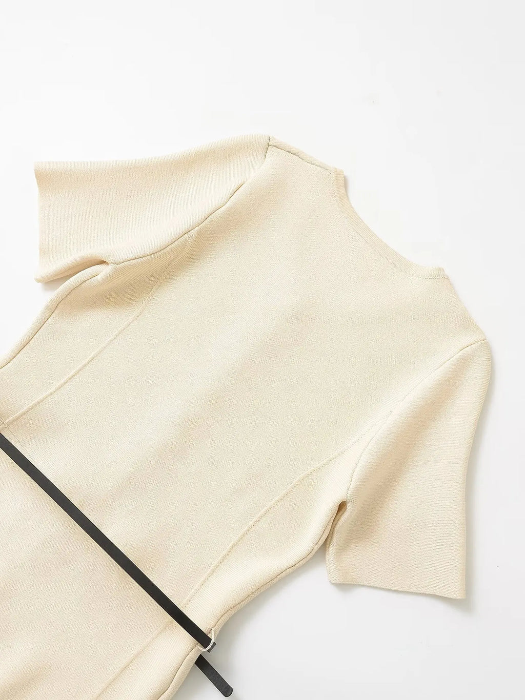 Knitted Belted Midi Dress For Women High Waist A Line