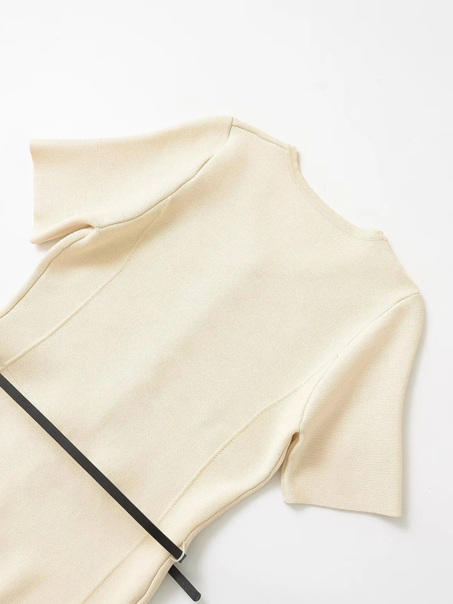 Knitted Belted Midi Dress For Women High Waist A Line