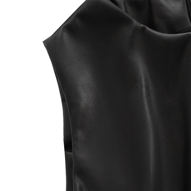 Black PU Leather Mini Bodycon Dress For Party Nights