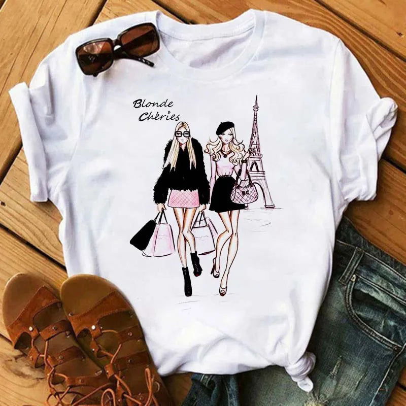 Women's Funny Wine Print T Shirt Casual Short Sleeve O Neck Tee for Summer Fashion
