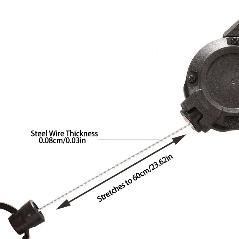 Heavy Duty Retractable Key Ring with Anti-Theft Metal Design and Easy-Pull Elastic Rope for Keys and Badges