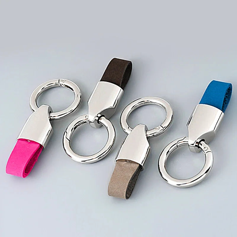 Cowhide Leather Keychain with Carabiner for Men and Women - Stylish Keyring Pendant for Bags and Belts