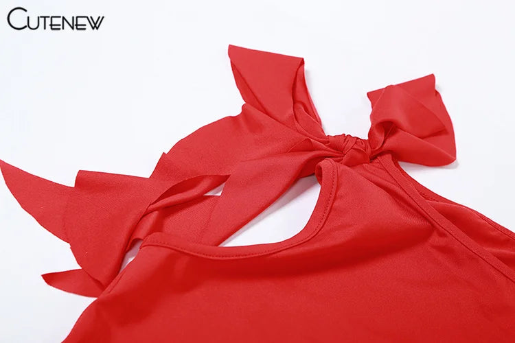 Women's Halter Lace-Up Two-Piece Set with Spaghetti Strap Camisole and Slim Fit Mini Skirt Stylish Streetwear Dress Suit