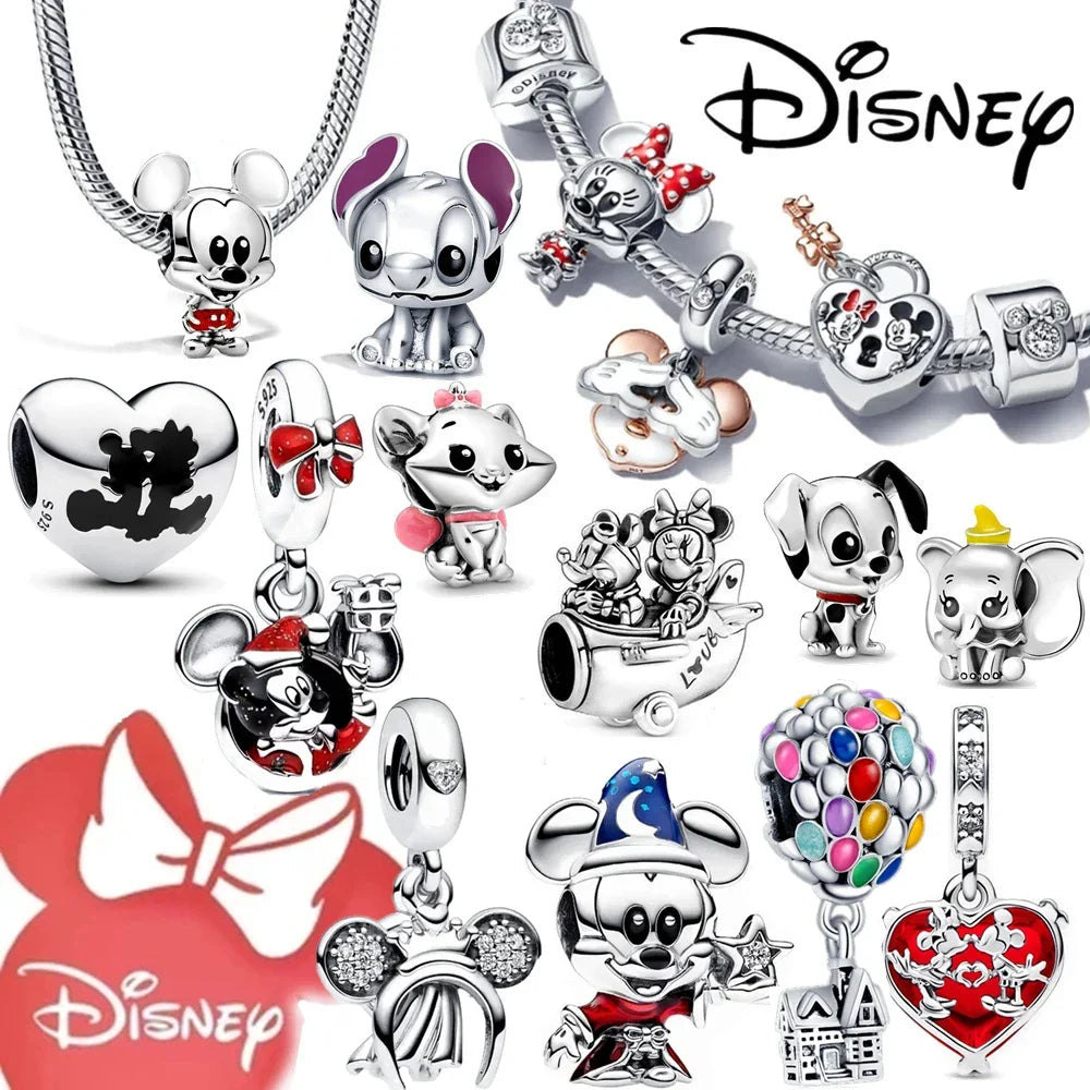 Disney Stitch and Minnie Mouse Charms Dangle Fit 925 Silver Bracelet for Jewelry Making