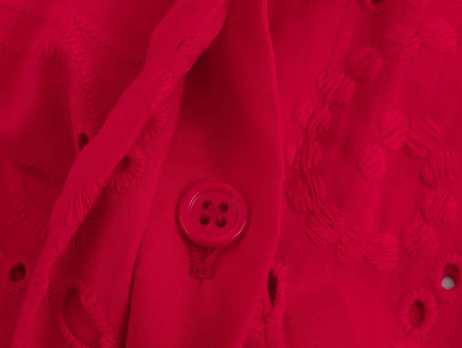 Women Casual Embroidered Hollow Single Breasted Lapel Shirt Top Long Sleeve Curved Hem Loose Fit Blouse