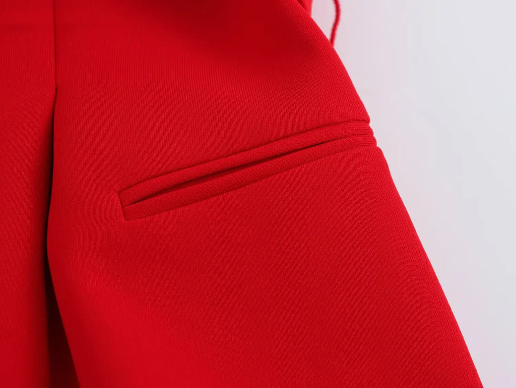 Women's Belted V-neck Vest Top with Shoulder Pads and Pockets Paired with Flared Pants for Casual Spring Summer Chic Look